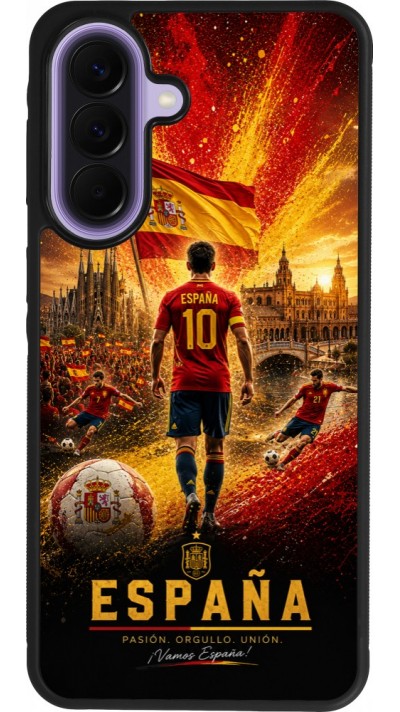 Coque Samsung Galaxy A57 5G - Silicone rigide noir Football Espagne splash 2026