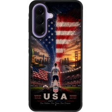Coque Samsung Galaxy A57 5G - Silicone rigide noir Football États-Unis splash 2026