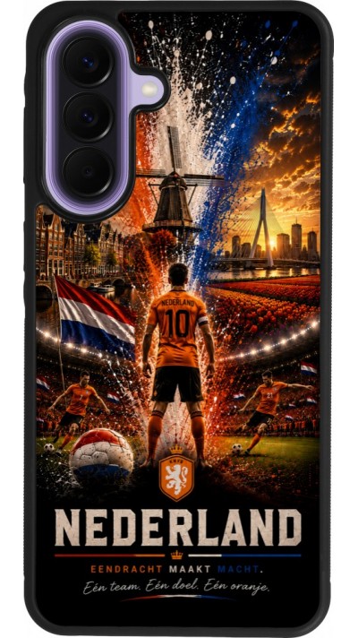 Coque Samsung Galaxy A57 5G - Silicone rigide noir Football Pays-Bas splash 2026