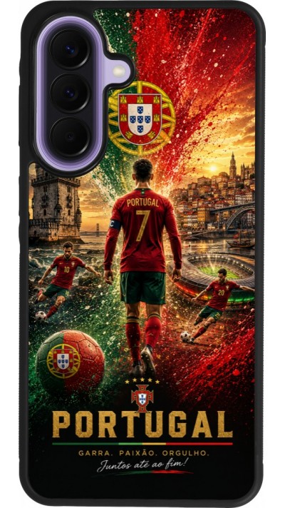 Coque Samsung Galaxy A57 5G - Silicone rigide noir Football Portugal splash 2026