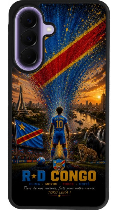 Coque Samsung Galaxy A57 5G - Silicone rigide noir Football République démocratique du Congo splash 2026