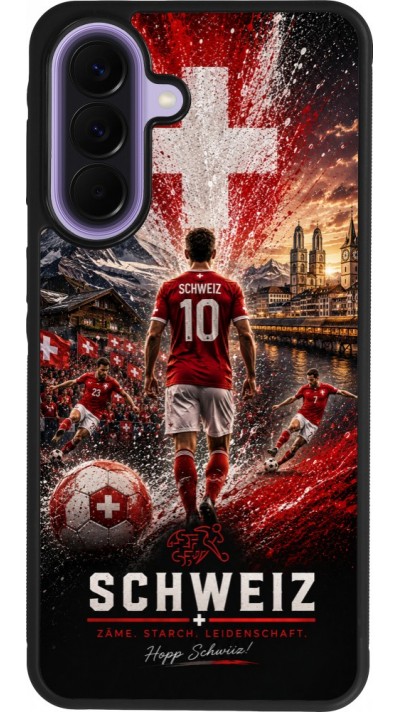Coque Samsung Galaxy A57 5G - Silicone rigide noir Football Schweiz splash 2026