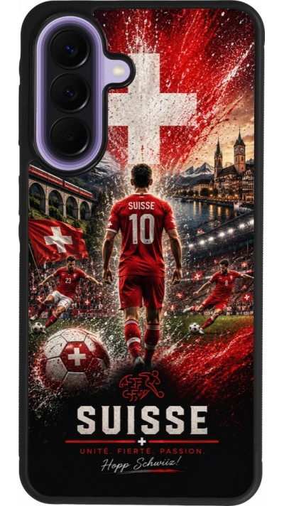 Coque Samsung Galaxy A57 5G - Silicone rigide noir Football Suisse splash 2026