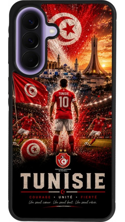 Coque Samsung Galaxy A57 5G - Silicone rigide noir Football Tunisie splash 2026