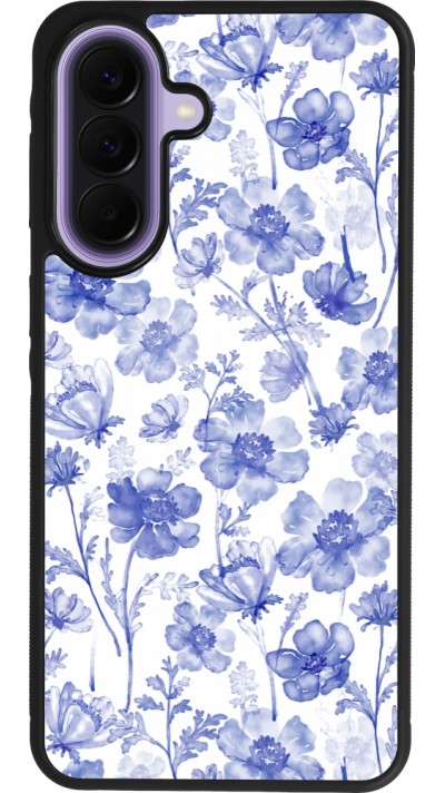 Coque Samsung Galaxy A57 5G - Silicone rigide noir Spring 23 watercolor blue flowers