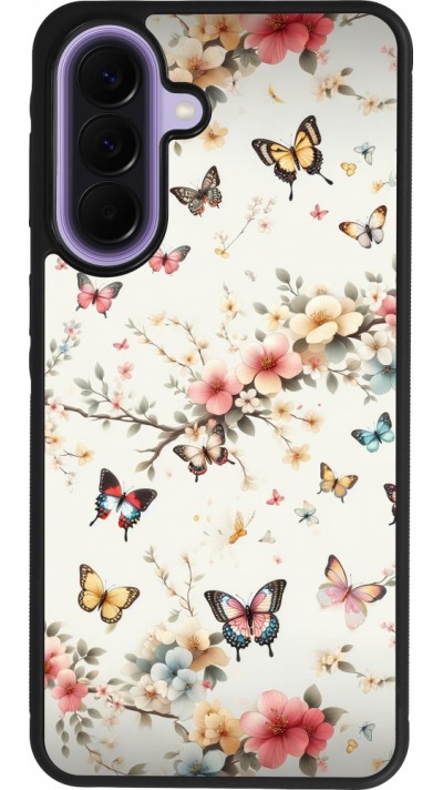 Coque Samsung Galaxy A57 5G - Silicone rigide noir Spring 25 Papillons Légers
