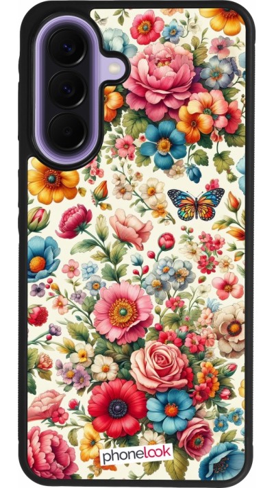 Coque Samsung Galaxy A57 5G - Silicone rigide noir Spring 25 printemps fleuri