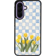 Coque Samsung Galaxy A57 5G - Silicone rigide noir Blue vichy tulips Spring 2026