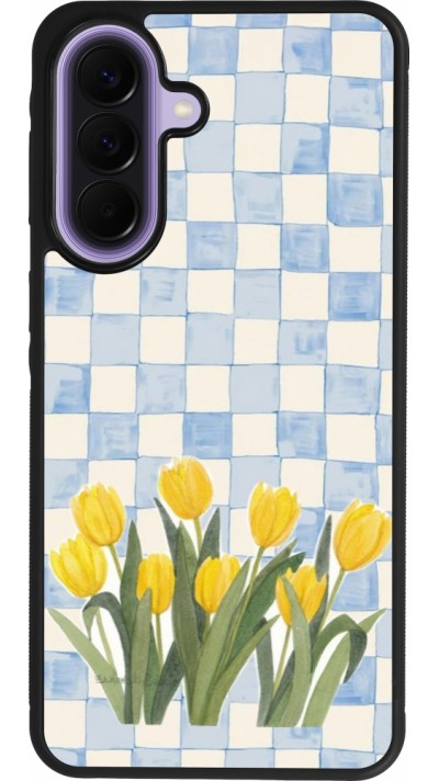 Coque Samsung Galaxy A57 5G - Silicone rigide noir Blue vichy tulips Spring 2026
