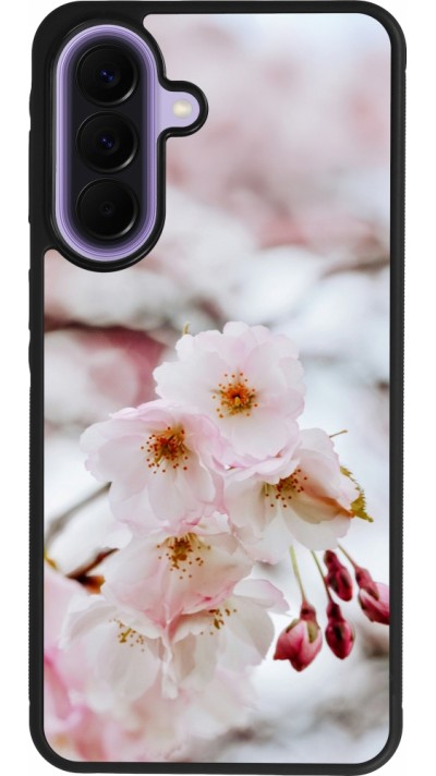 Coque Samsung Galaxy A57 5G - Silicone rigide noir Cherry tree Spring 2026