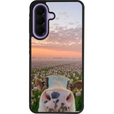 Coque Samsung Galaxy A57 5G - Silicone rigide noir Cow with tulips Spring 2026