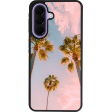 Coque Samsung Galaxy A57 5G - Silicone rigide noir Summer 2025 Palmiers