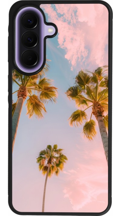 Coque Samsung Galaxy A57 5G - Silicone rigide noir Summer 2025 Palmiers