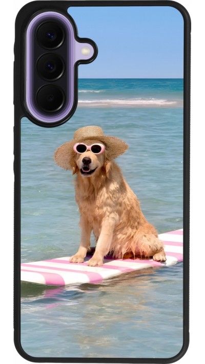 Coque Samsung Galaxy A57 5G - Silicone rigide noir Summer Dog on Paddle