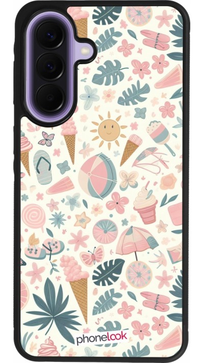 Coque Samsung Galaxy A57 5G - Silicone rigide noir Summer Pink Pattern