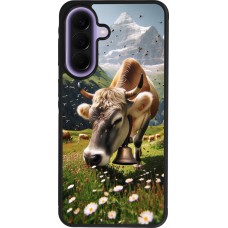 Coque Samsung Galaxy A57 5G - Silicone rigide noir Vache montagne Valais