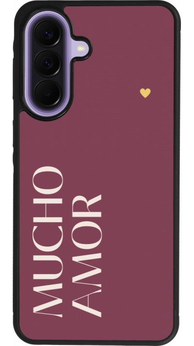 Coque Samsung Galaxy A57 5G - Silicone rigide noir Valentine 2024 mucho amor rosado