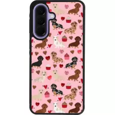 Coque Samsung Galaxy A57 5G - Silicone rigide noir Valentine 2024 puppy love