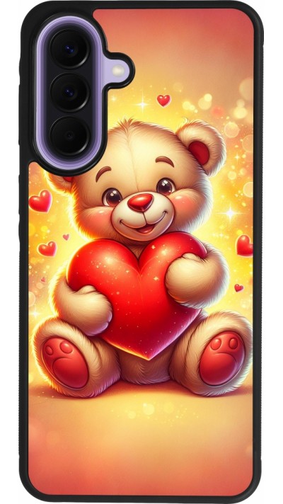 Coque Samsung Galaxy A57 5G - Silicone rigide noir Valentine 2024 Teddy love