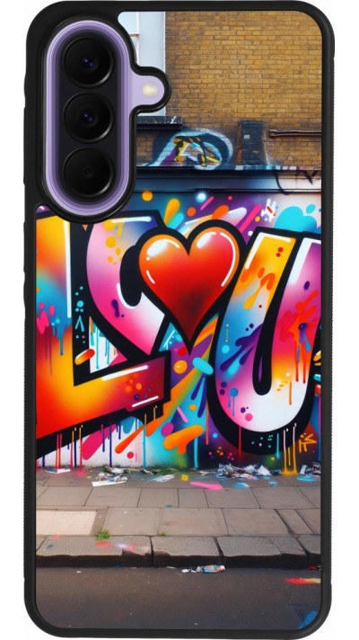 Coque Samsung Galaxy A57 5G - Silicone rigide noir Valentine 2025 Love U Tag