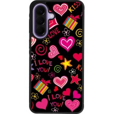 Coque Samsung Galaxy A57 5G - Silicone rigide noir Valentine 2023 love symbols