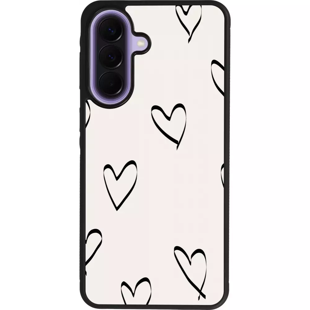 Coque Samsung Galaxy A57 5G - Silicone rigide noir Valentine 2023 minimalist hearts