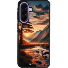 Coque Samsung Galaxy A57 5G - Silicone rigide noir Valley Sunset Deer Tree