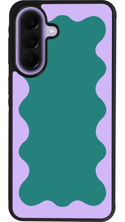 Coque Samsung Galaxy A57 5G - Silicone rigide noir Wavy Rectangle Green Purple