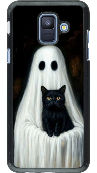 Samsung Galaxy A6 Case Hülle - Halloween 2025 Ghost with black cat