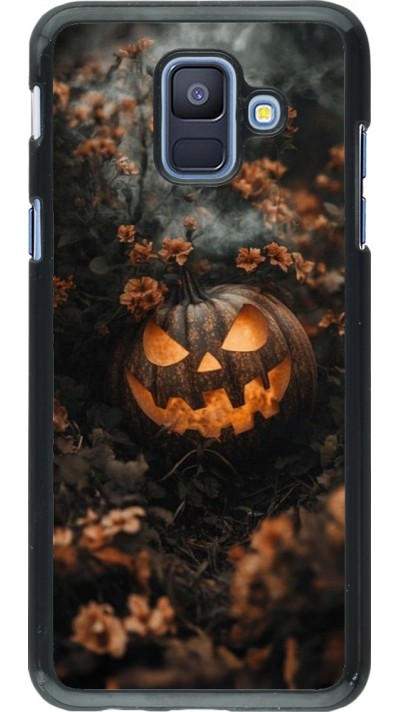 Samsung Galaxy A6 Case Hülle - Halloween 2025 Pumpkin with flowers