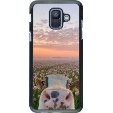 Samsung Galaxy A6 Case Hülle - Cow with tulips Spring 2026