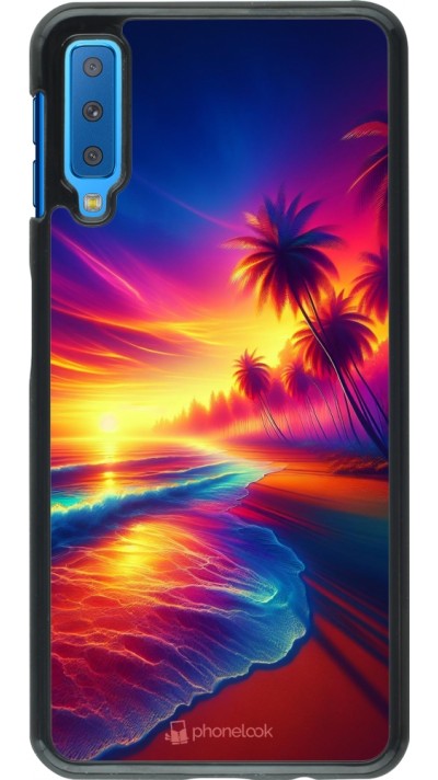 Coque Samsung Galaxy A7 - Plage coucher soleil flashy