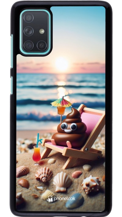 Samsung Galaxy A71 Case Hülle - Kackhaufen Emoji auf Liegestuhl