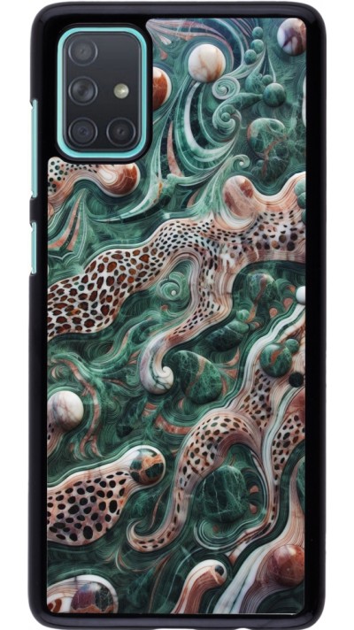 Samsung Galaxy A71 Case Hülle - Grüner Marmor und abstrakter Leopard