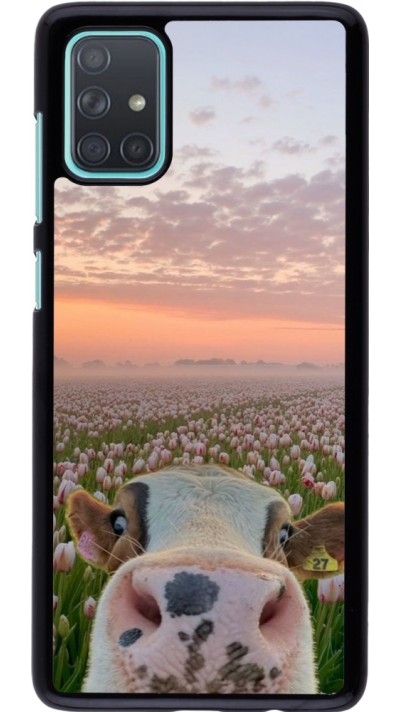Samsung Galaxy A71 Case Hülle - Cow with tulips Spring 2026