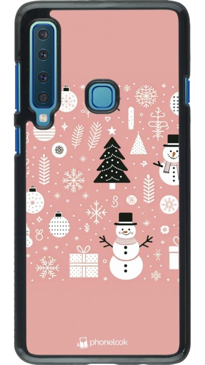 Coque Samsung Galaxy A9 - Noël 2024 Rose Snowman Christmas