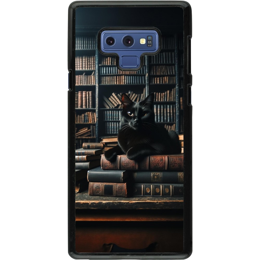 Samsung Galaxy Note9 Case Hülle - Katze Bücher dunkel