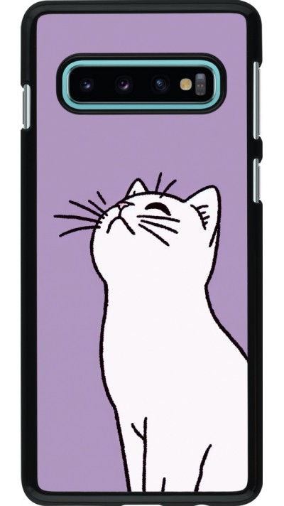 Coque Samsung Galaxy S10 - Chat sur fond violet