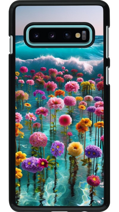 Samsung Galaxy S10 Case Hülle - Blumenmeer Wellen