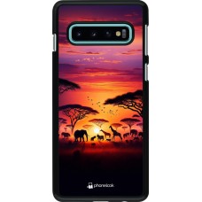 Samsung Galaxy S10 Case Hülle - Safari Sonnenuntergang Wildtiere