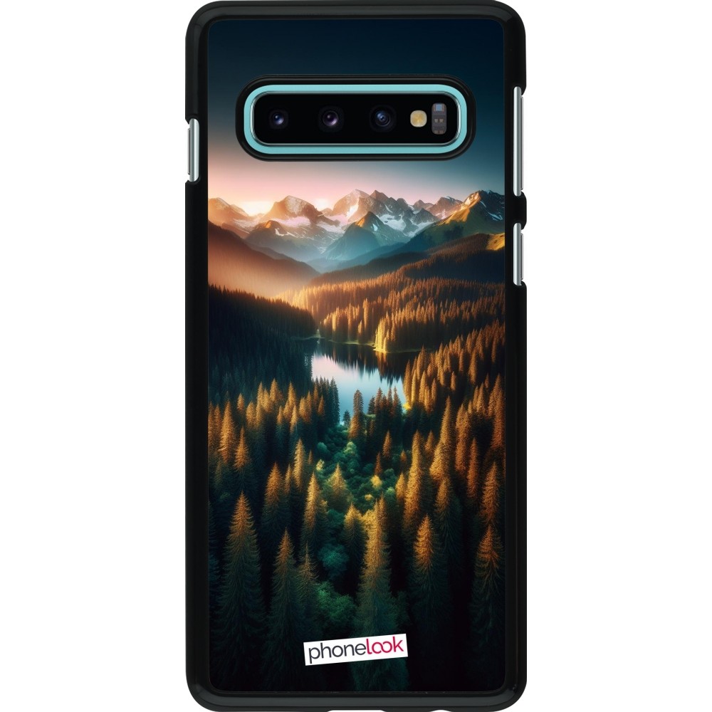 Samsung Galaxy S10 Case Hülle - Sonnenuntergang Waldsee