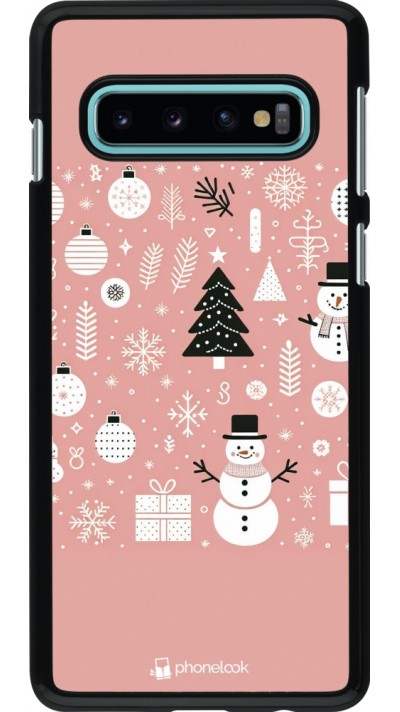 Coque Samsung Galaxy S10 - Noël 2024 Rose Snowman Christmas