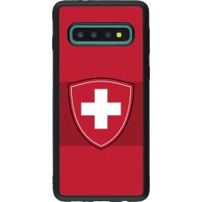 Coque Samsung Galaxy S10 - Silicone rigide noir Hockey World Championship Ecusson Suisse