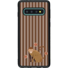 Coque Samsung Galaxy S10 - Silicone rigide noir Monkey with stripes