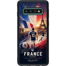 Coque Samsung Galaxy S10 - Silicone rigide noir Football France splash 2026