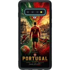 Coque Samsung Galaxy S10 - Silicone rigide noir Football Portugal splash 2026