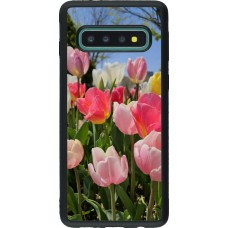 Coque Samsung Galaxy S10 - Silicone rigide noir Tulips Spring 2026