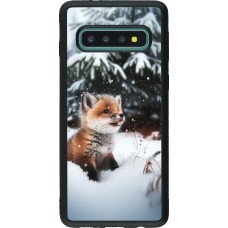 Samsung Galaxy S10 Case Hülle - Silikon schwarz Weihnachten 2023 Fuechslein Tanne