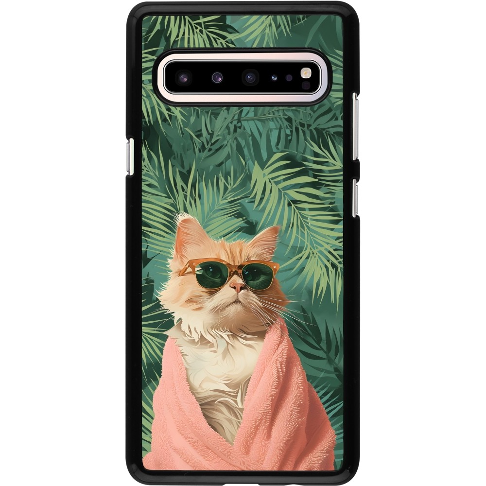 Samsung Galaxy S10 5G Case Hülle - Cat Summer Palms