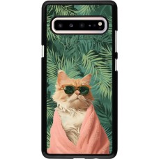 Samsung Galaxy S10 5G Case Hülle - Cat Summer Palms
